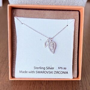 Swarovski Zirconia Double Teardrop Necklace, Sterling Silver NWT